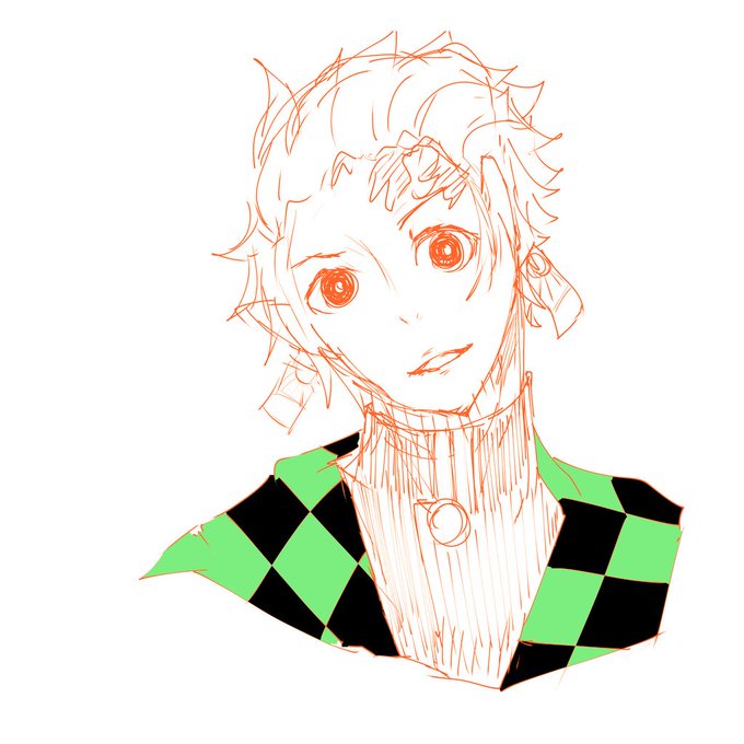 まりもさんがTwitterに投稿した竈門炭治郎(鬼滅の刃)のイラスト。