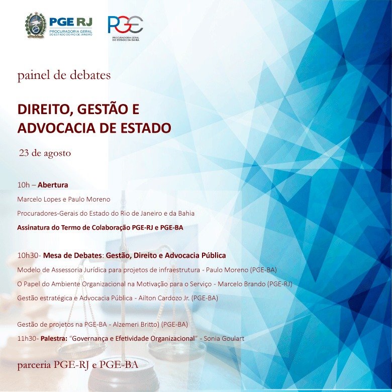 PGE-RJ Debate Direito, Gestão e Advocacia Pública: bit.ly/33NDQax