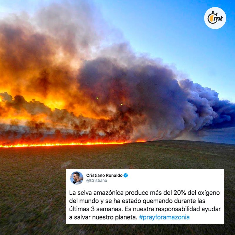¿Hay algo que Cristiano Ronaldo no haga bien? 🤔 

Ahora mandó un mensaje 📲 para que sus millones de seguidores tomen conciencia de lo que está pasando en el Amazonas. 🌎  

Grande, Comandante 7⃣ #Respect