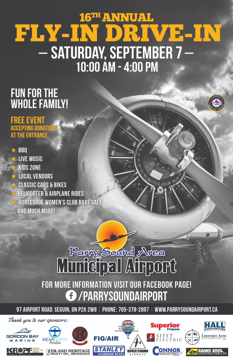 AreaParry's tweet image. Please like, share and/or print our 16th Annual Fly-In and Drive-In poster. Spread the word!! It's going to be a great day