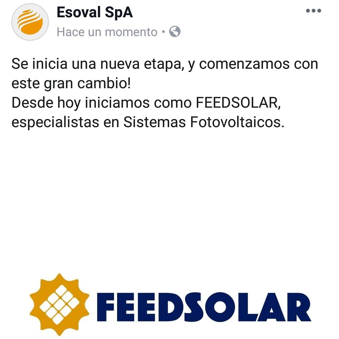 ESOVAL_'s tweet photo. Ya tenemos nueva marca para el servicio de sistemas fotovoltaicos. Una marca que nos identifica de mejor forma con la actividad que desarrollamos. https://t.co/o3Bf6R9d7w