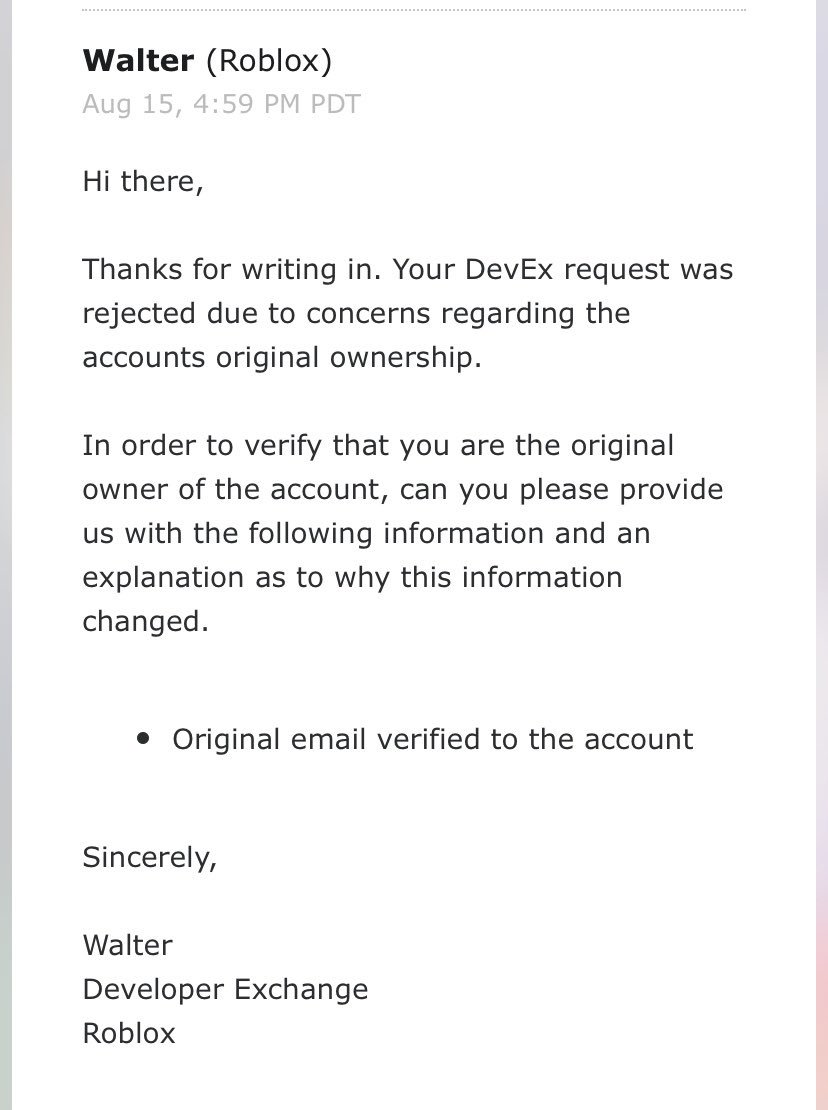 Nymfei On Twitter Thank You Walter For Helping At Roblox - how to verify your email in roblox 2019