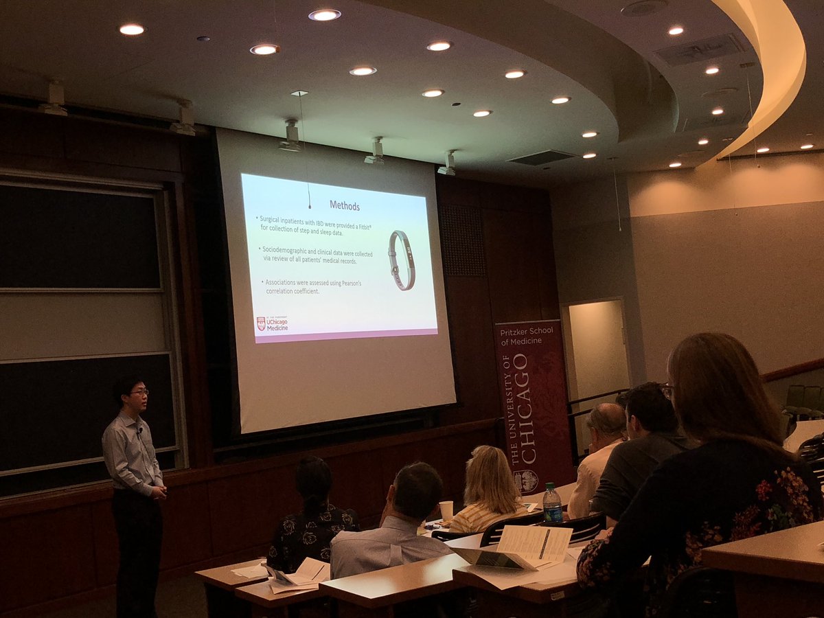 IBDMD's tweet photo. Can you use fitness trackers in the hospital to predict length of stay after #IBD surgery? Star second year @UChiPritzker student Yangtian Yi worked with us this summer to find out. (Short answer is... no... and yes.) More to come! #RubinLab https://t.co/xXmrkZuYbz