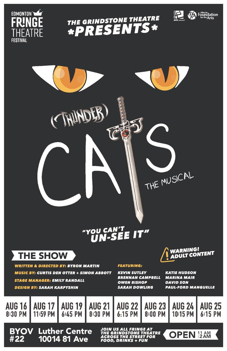 AshleyZarovna's tweet photo. If any tickets are available - I give a strong and warm recommendation to you all to go and see “Thundercats” at the Edmonton Fringe Theatre Festival! #cats #musical #thundercats #yeg #atbfringe #edmontonfringe https://t.co/hD0hRi5nzm