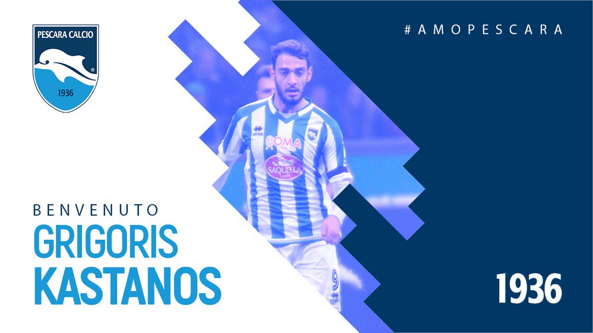 PescaraCalcio's tweet photo. ⚪🔵 La Delfino Pescara 1936 comunica di aver raggiunto un accordo con la @juventusfc per il trasferimento a titolo temporaneo del centrocampista classe ’98 Grigoris #Kastanos.
Benvenuto #Grigoris 🐬✍🏻👏🏻
👉🏻 https://t.co/dETFRCYa42
#AmoPescara #BiancAzzurri ⚪🔵 https://t.co/RuSScyAxgp