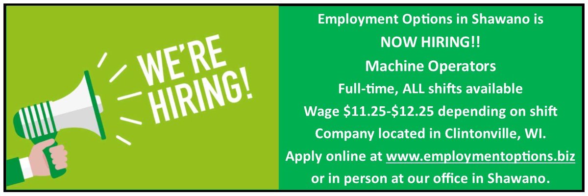 EmploymtOptions's tweet photo. Current Openings here:  https://t.co/jXzg7dDZQ3.  Check them out! https://t.co/rbRVYAENVp