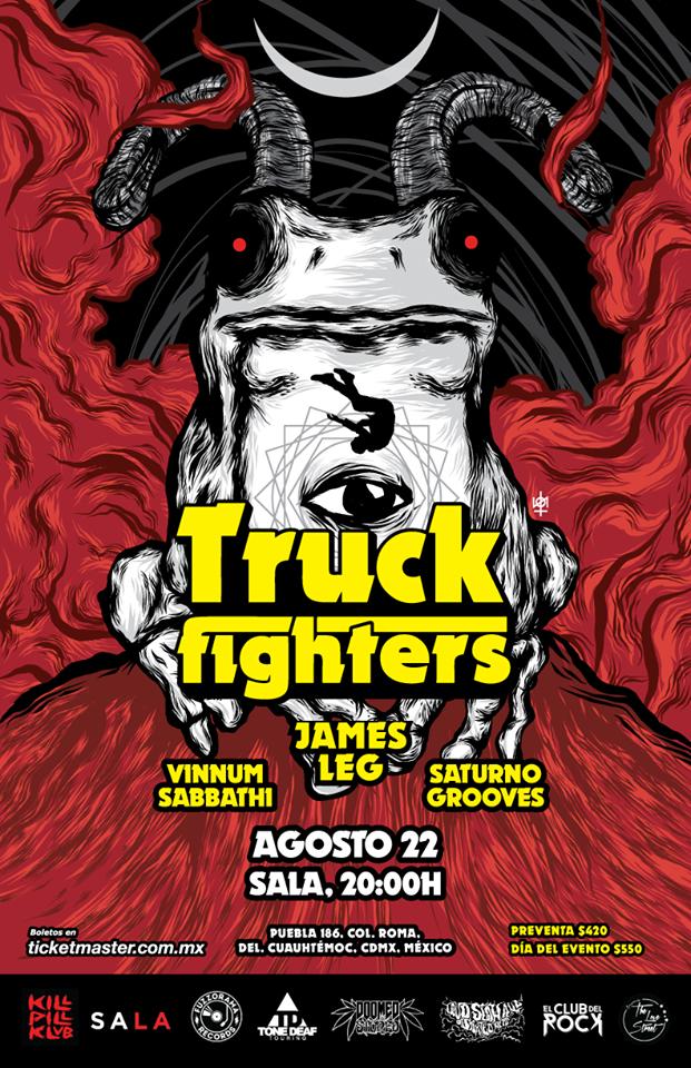 Hoy 22 de Agosto en la #SALAPuebla se presenta <a href="/truckfighters/">Truckfighters</a> con <a href="/vinnumsabbathi/">Юлия Аносова</a> #JamesLeg y <a href="/SaturnoGrooves/">Saturno Grooves</a>.