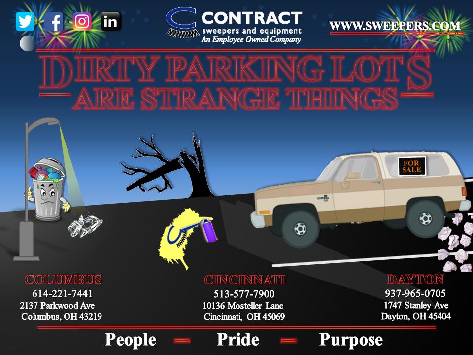 ContractSweeper's tweet image. Parking lots can be subject to some very strange things. Let us at Contract Sweepers take care of all your parking lot needs!

#Parkinglot #Parkinglotsweeping #ContractSweepers #Streetsweeping #StrangerThings