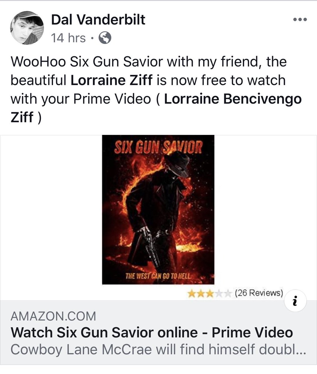 LorraineZiff's tweet photo. #thankyou #thanksforwatching @amazon @amazonprimevideo #sixgunsavior #lorraineziff #martinkove #ericroberts Love the fans!!!! #fan #iappreciateyou #appreciation #playitagain https://t.co/5yagFJE4G7
