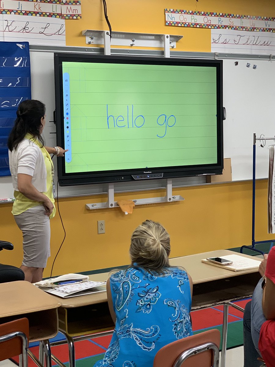 Have to give a HUGE #koproud shout out to <a href="/TheITPersin/">Carol A. Persin</a> for helping with our @LearnPromethean retraining. Looking forward to see how our teachers and kiddos use this awesome panel. Let’s get to it @KatieMarxEC 😃