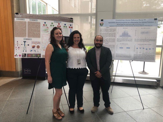 Yale_LabMed's tweet photo. The Yale Summer Enrichment Research Experience, coordinated by Dr.@VanessaScanlon, culminated with an engaging poster session @YaleMed by @GatewayNewHaven students Michael Vargas Vera and Katie Barden yesterday! https://t.co/KXTFLKWSMY