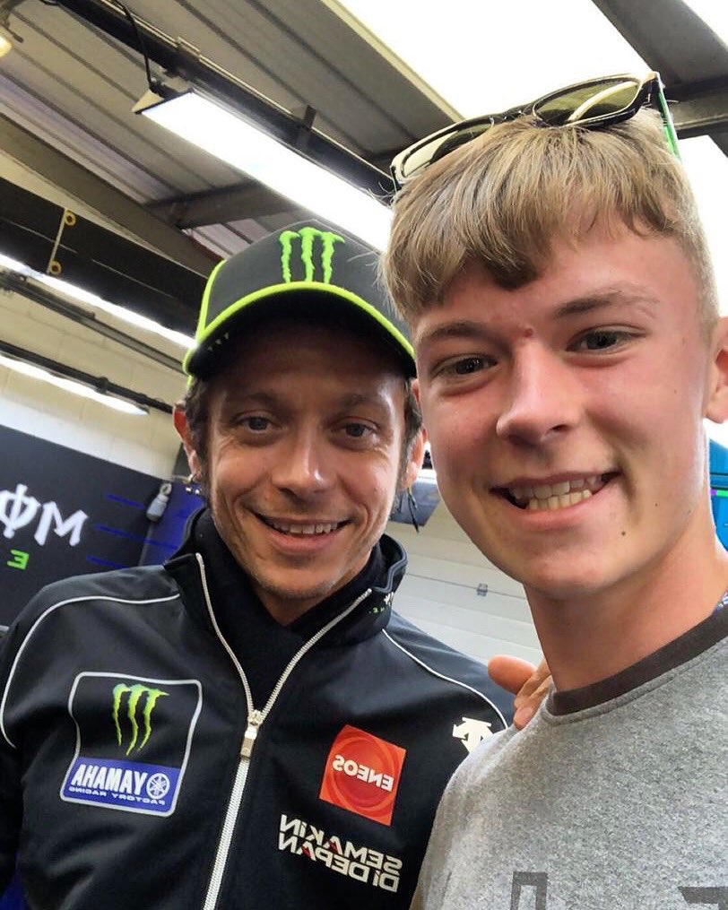 GRMotoSport's tweet photo. When you tell @stormstacey79 he still has some things to learn about motorbike racing and he rolls  his eyes like all kids do, then you take him for a day out to learn from the best ... 
#WhenRossimetStorm 🏁

#Teamwd40 #Stauffbike #MotoGP https://t.co/ch7qbGS6C6