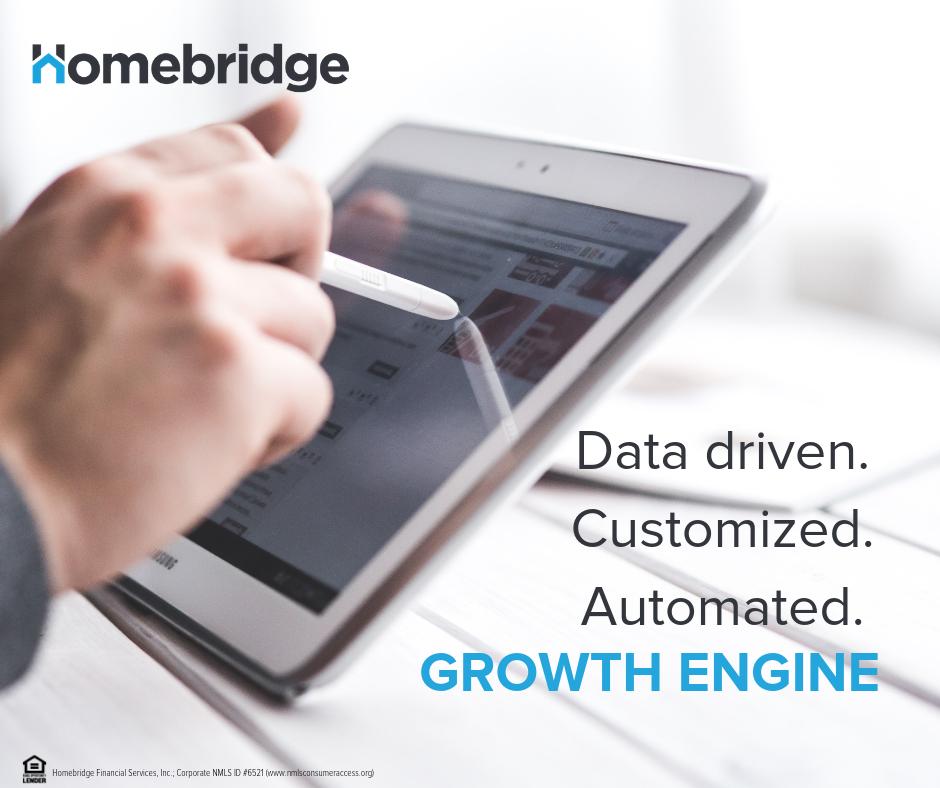 kecheatham's tweet image. At Homebridge, we provide our Mortgage Loan Originators with the tools they need to succeed. Growth Engine is our marketing hub, where our MLO’s receive data-driven, customized marketing support to grow their business. #TechStackThursday