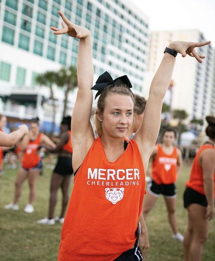 CheerTheBearMU's tweet photo. Get to know your part time assistant, Kristen!🐻 ⁠
She’s a Mercer Cheer alum who’s currently recovering from an ACL injury. 🧡⁠ Because she refuses to let Mercer Cheer go, you will be seeing her on the sidelines! What can we say? She loves cheerleading. https://t.co/URiiNPlXB7