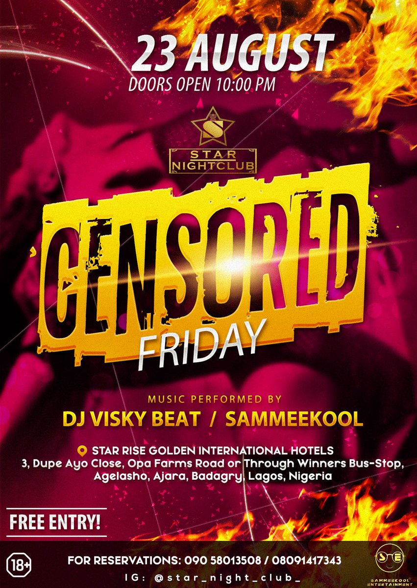Sammeekool_Ent's tweet photo. PLAN TO ATTEND, DOORS OPEN BY 10:00 PM AT @star_night_club_ 
#clubgroove #club
#clubbing #StarNightClub #attend #party #nightout #nightlife #nightclub cc @_skarze @simeon_egbehobasi @Ayorindephotog1 https://t.co/S1s5gysfaQ