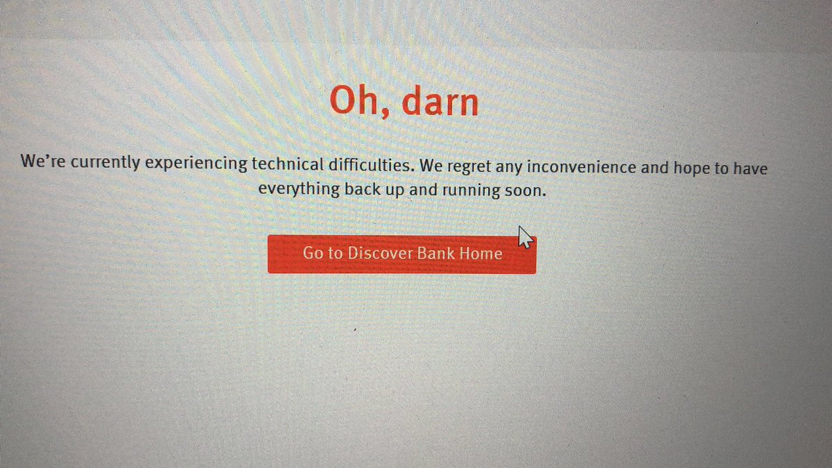 sriccii's tweet photo. @Discover any update on when your site is going to be working? I’ve been getting this error message for the past two day. https://t.co/cpVqbvGE43
