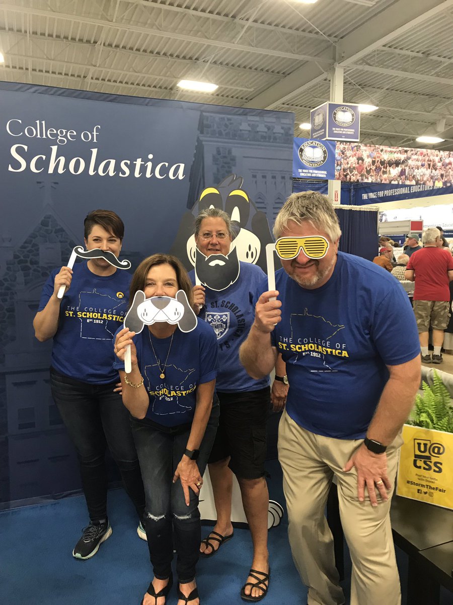 PrezBMcDonald's tweet image. Check out our amazing @StScholastica volunteers in the Education Building @mnstatefair #mnstatefair We love to celebrate our @ScholasticaAlum and share our story #WadePetrich with Diane, Aileen and Shanna! Go #CSSSaints!