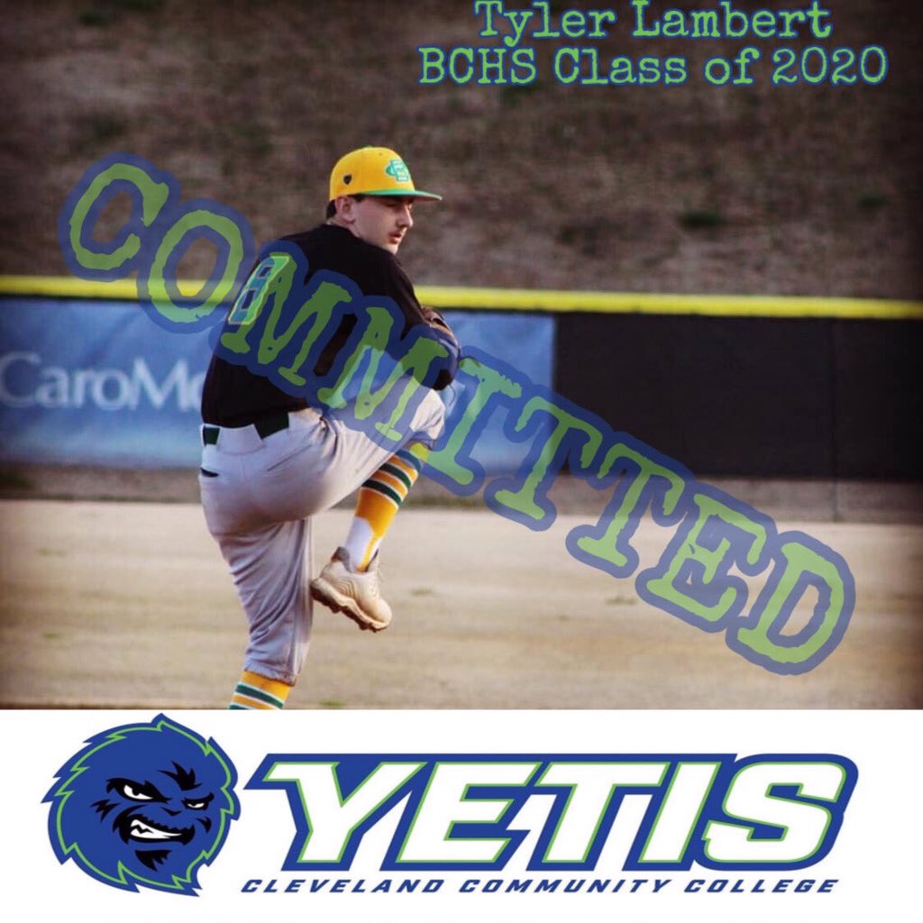 AthleticsJacket's tweet photo. Congratulations to Tyler Lamber for committing to play baseball at Cleveland Community College.   BCHS is very proud of you. https://t.co/N9TZfhW3JY