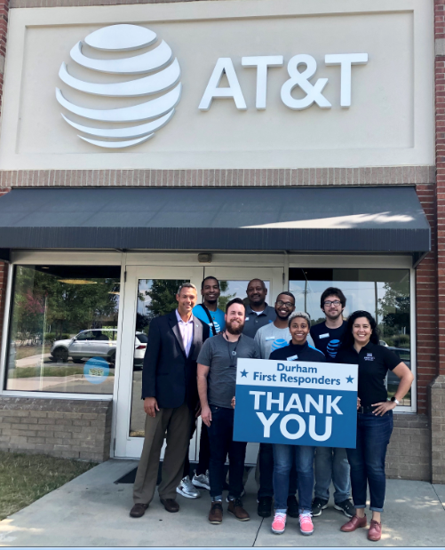 Thank you to the Greater Durham Chamber of Commerce for the opportunity to show support of our Durham First Responders! Together with AT&amp;T Patterson Place retail and External Affairs. #LifeatATT #FieldMarketingNation