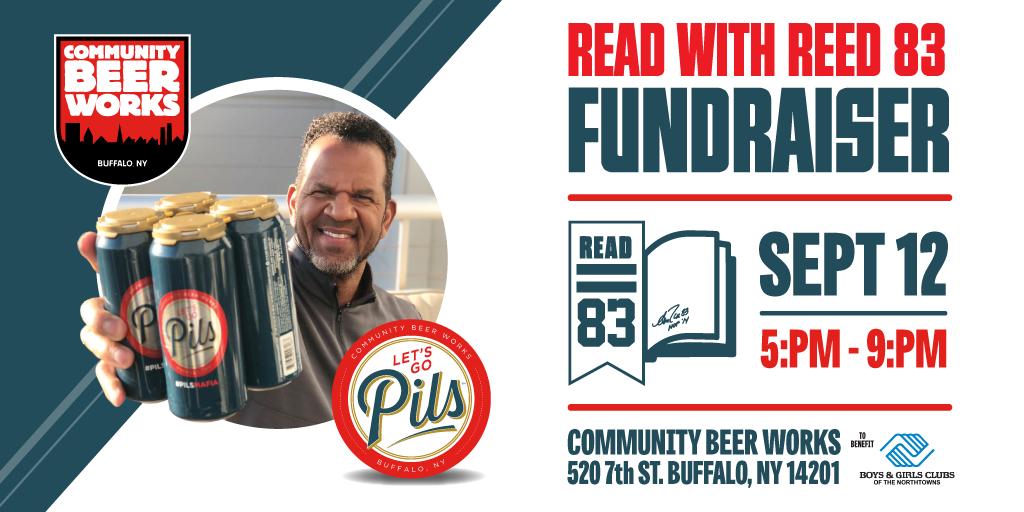 communitybeer's tweet photo. Have a beer in our taproom and do good with pro football hall of famer @Andre_Reed83! #LetsGoPils #ReadwithReed83 https://t.co/jUsEvunoCA