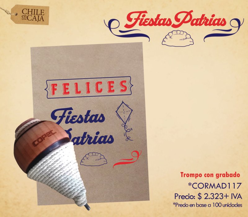 CHILEENUNACAJA's tweet photo. ? Se acerca Fiestas Patrias ?????? no te quedes sin celebrar #chileenunacaja #regaloscorporativos? https://t.co/kodtkYsSOr https://t.co/cjC94Ts2Zs
