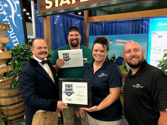 KYStateParks's tweet photo. Seven Kentucky State Parks were recognized with @KentuckyLiving "Best in Kentucky" awards today at the @kystatefair. My Old Kentucky Home SP got 1st for historic site and Green River Lake SP got 2nd for camping spot. Congrats to all the winners! #kystateparks #BestinKentucky https://t.co/tmbCbNLJ6v
