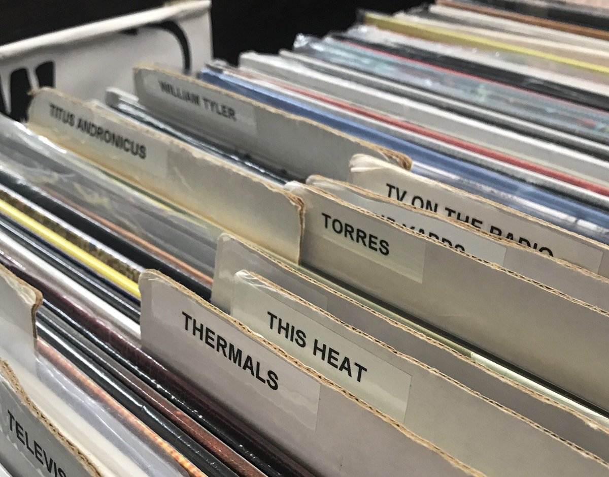 christinamerge's tweet photo. Standing in the T section @bullcityrecords for the @joyeromusic in-store with @torreslovesyou, @TitusAndronicus & @williamtylertn! 💙 #mergeitup #mrg30 https://t.co/f0ByLOL4N9