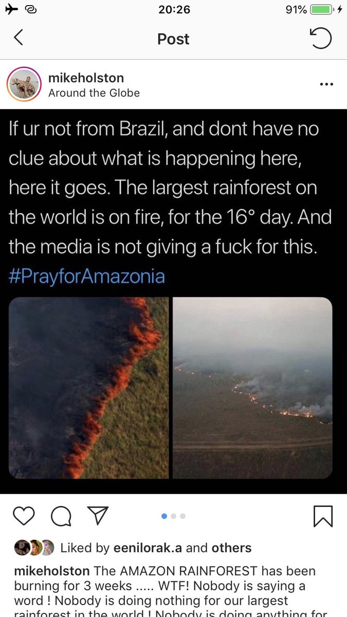 🌳 Mother Nature is crying 😥 #PRAYFORAMAZONIA 
As a BRAZILIAN I HAD to do this! This time no products, no tagging, just look and have a think. The lungs of the Earth 🌍 are burning for the 17th day... #amazon 
#amazonia #prayforbrazil #lungsoftheearth #PrayforAmazon