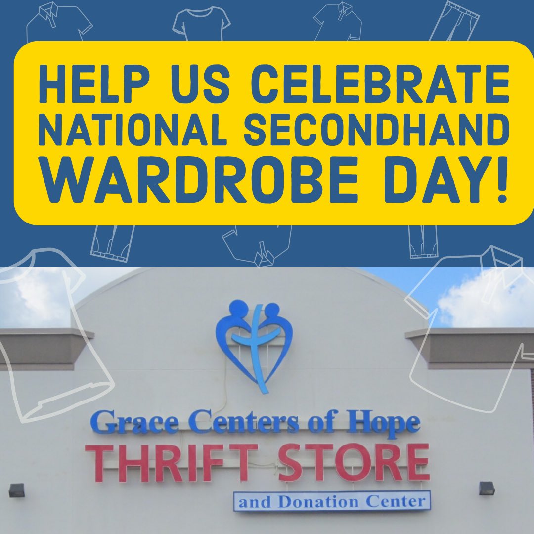 THIS SUNDAY is National Secondhand Wardrobe Day! 

Take a picture of a new outfit or your donations and tag us in a post on Facebook, Instagram, or Twitter and we'll make sure to share it in an effort to celebrate National Secondhand Wardrobe Day! 👕