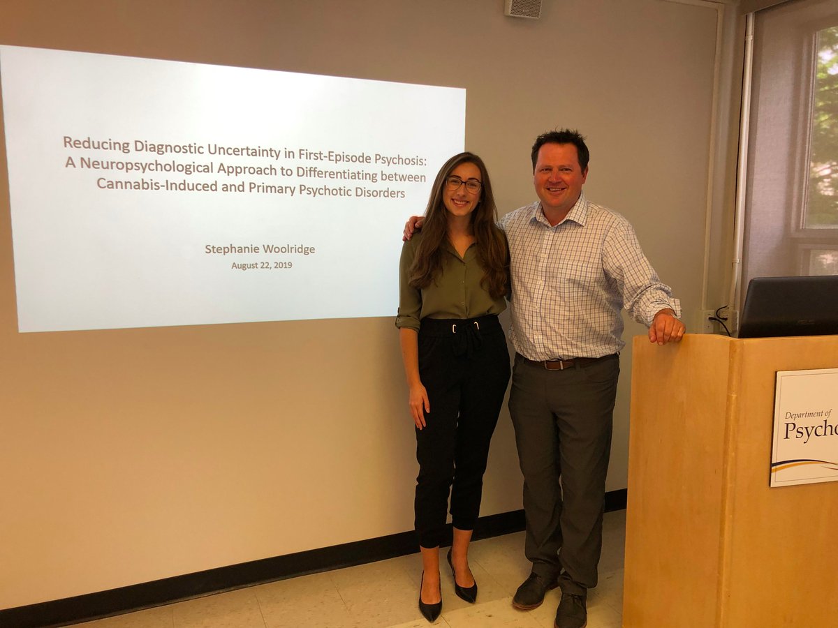 profbowie's tweet photo. Congrats @stephwoolridge from #CPDLab for the excellent presentation and defense of your MSc today! Stephanie is helping us better understand neuropsych features that distinguish cannabis-induced psychosis from schizophrenia with co-occurring cannabis use. https://t.co/KeKhXjBXUt