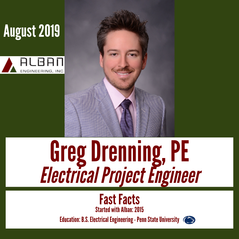 AlbanEngineers's tweet photo. Get to know the Alban Engineering, Inc. team! In the spotlight for the month of August is Greg Drenning, PE.

Greg is a member of @The_IES &amp; @IEEEorg. He graduated from @penn_state.

#AlbanEngineering #MEP #ElectricalEngineer #ProjectEngineer #ProfessionalEngineer #PE #IEEE #IES https://t.co/eWVPPkoW7v
