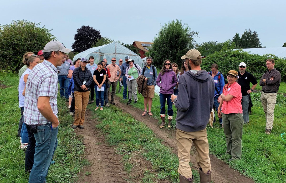 wsuCSANR's tweet photo. The second half of yesterday's #CSANR Summer meeting brought us to #earlybirdfarm &amp; @Zestfulgardens to learn about production on these farms in a challenging, urbanizing location. Jordan Jobe at @WSUPuyallupREC works with these farmers in her #FarmingintheFloodplain project. https://t.co/tmMkR1xTAC