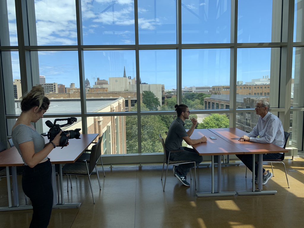 Today we recorded a bonus episode of the podcast and shot some of our launch video w/ <a href="/TheGoGedders/">GGMM</a> at various locations across <a href="/MarquetteU/">Marquette University</a>. Take a look behind the scenes 👀