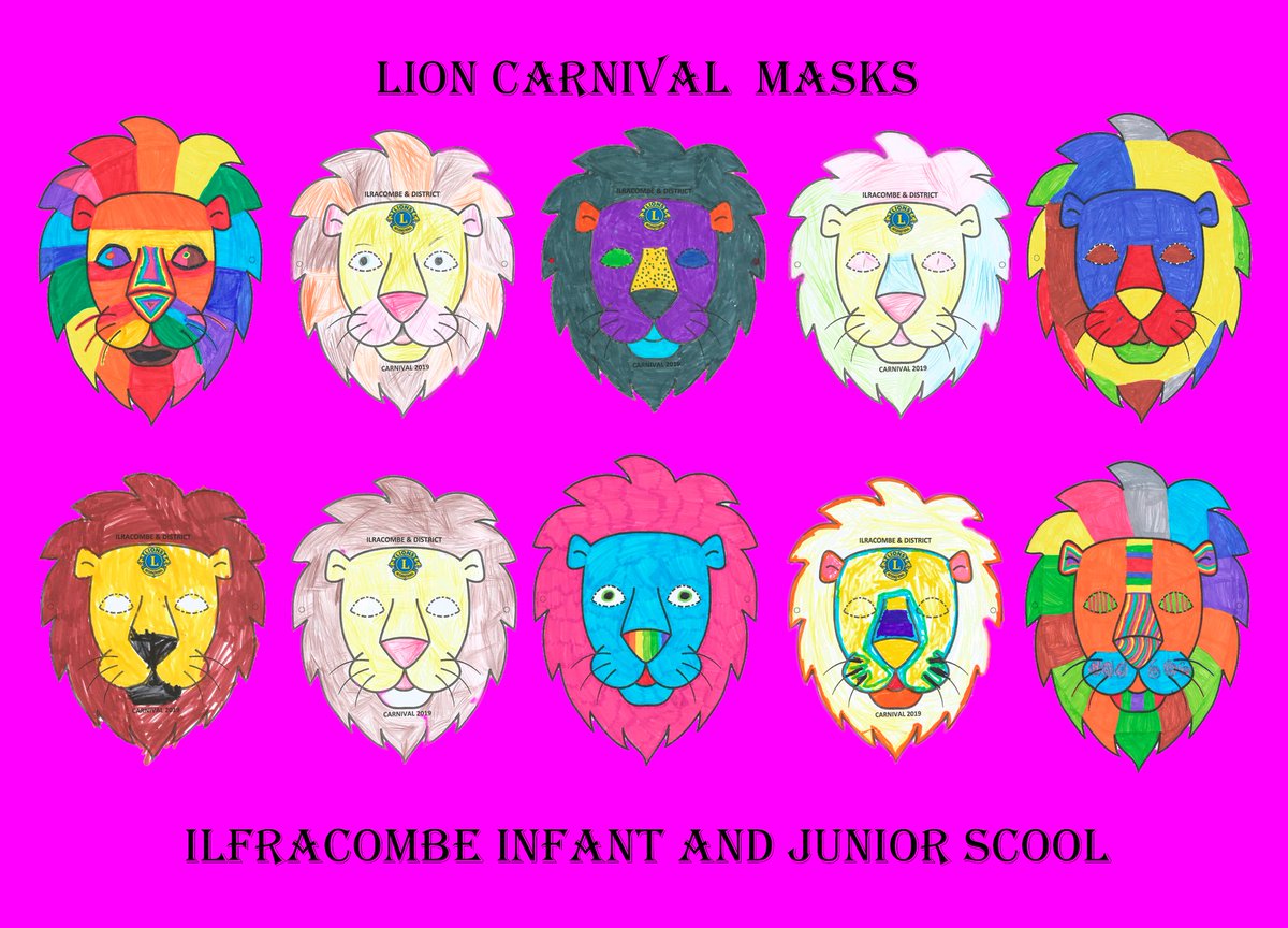This Sunday. Can't wait for the glorious sunshine and an amazing Ilfracombe Carnival parade.  Here's hoping that our fantastic young artists can make the event.  Hey Fleek Gallery fancy displaying our image.  All were done by Ilfracombe Infants and Junior School pupils.