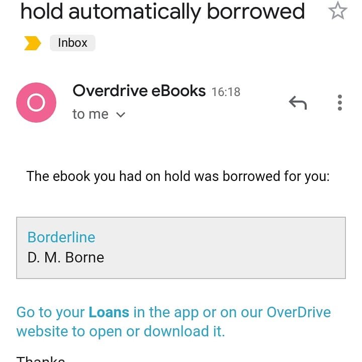 AuroraBookCo's tweet photo. Thanks Ascension Parish Library for purchasing the BORDERLINE e-book by @_dmborne through OverDrive. #supportyourlocallibrary https://t.co/whRaFAwnkN
