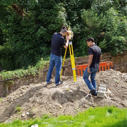 LymingeDig's tweet photo. What a busy week we are having! Following a busy few days of Media coverage, the past two days we have had the latest recording technology onsite to 3D-laser scan the #anglosaxon church remains and standing church for us #laserscanning #Archaeology  #Lyminge https://t.co/BB3u2VPQgn