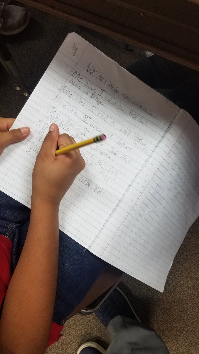 ClassroomDavis's tweet photo. Writers write about "that one time"! #seedideas #fourthgradewriting #texasteachers https://t.co/pzkI3vNsHt