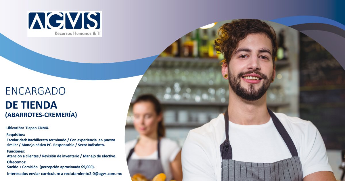 AgvsRHTI's tweet photo. Solicitamos Encargado de tienda en #Tlalpan #CDMX @STPS_mx interesados envíen #ahora curriculo a reclutamiento2.0@agvs.com.mx 
#Job, #Jobs, #Hiring, #life, #money #empleo #mundo #trabajo #followme #followback #sougofollow #followmejp #FelizJueves https://t.co/tmPxQYhHjF