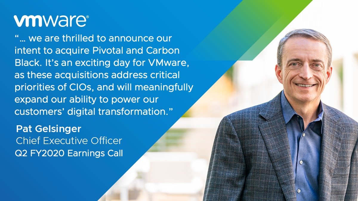 With both companies, VMware will be THE vendor able to deliver software solutions that enable customers to build, run, manage, connect and protect any app, on any cloud and any device. $VMW $PVTL $CBLK