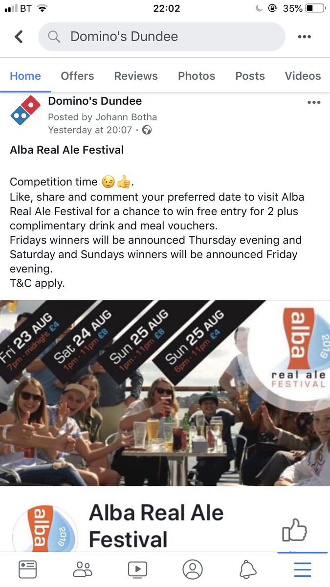 DominosDundee's tweet photo. Head over to our Facebook page for a chance of winning tickets to the Alba Real Ale Festival #competiton #Ale https://t.co/yNTv1HUq9Q