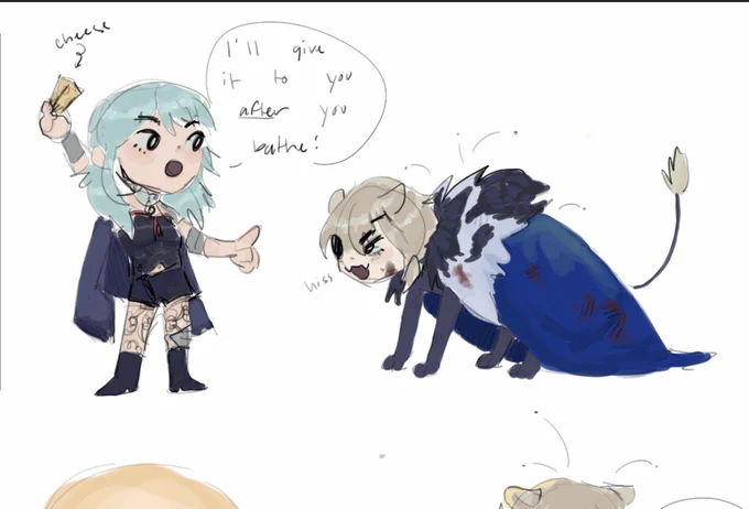 Byleth bathes her feral cat  #FireEmblemThreeHouses #Dimitri #Byleth 