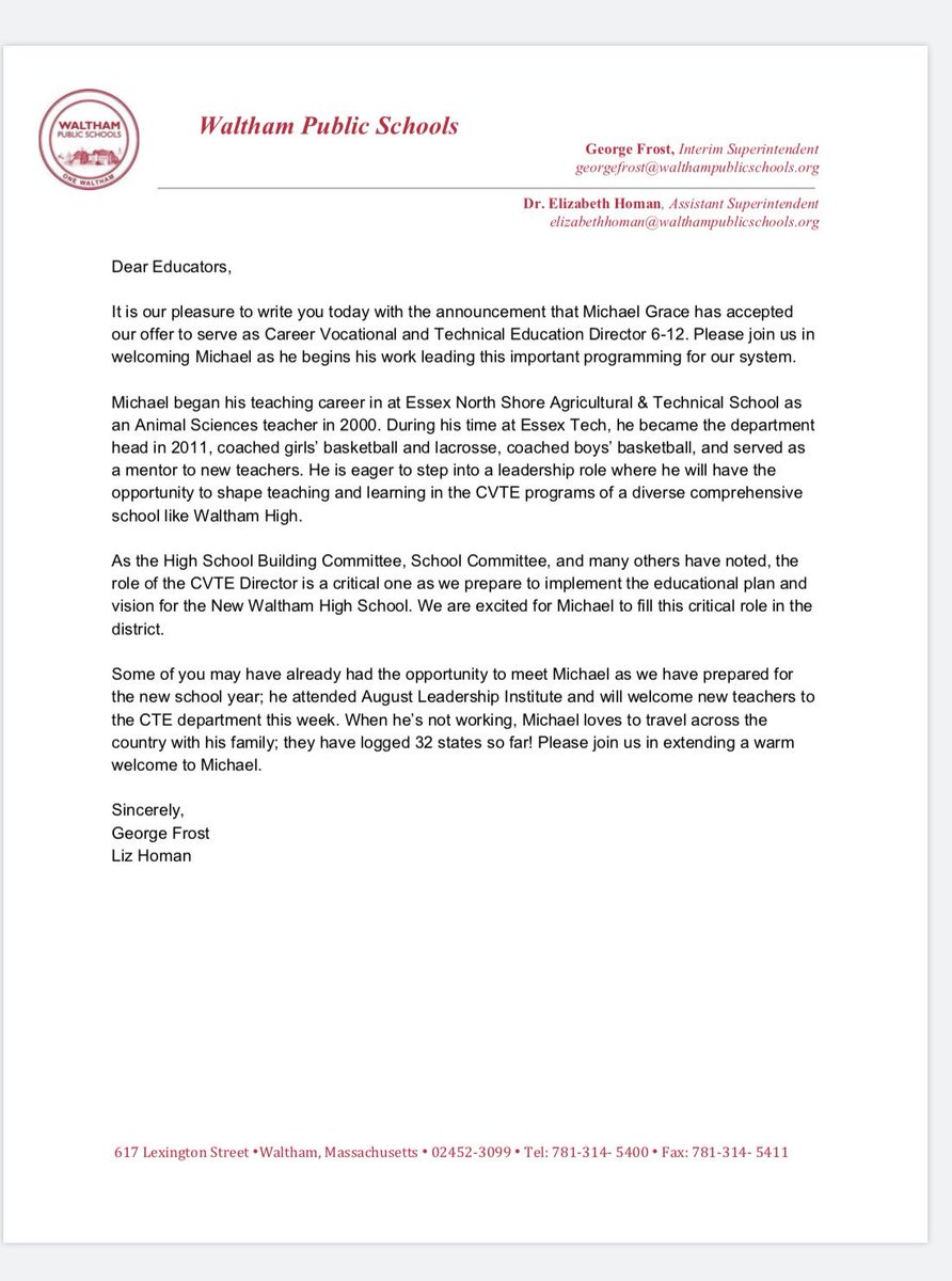 WHSCTEprograms's tweet image. Welcome Mr Michael Grace as the CTE Director !!