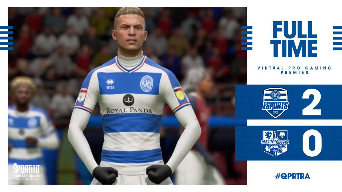 ⚽️| Result #1 in the <a href="/OfficialVPG/">Virtual Pro Gaming</a> 
🏆| <a href="/VPGPremier/">VPG Esports Premier</a> 
🆚| <a href="/TRFCesports/">Tranmere Rovers Esports</a> 
✅| 2-0 Win

👤| Our Line Up: 
<a href="/FDC0804/">Frankieee</a> <a href="/DellosaVPG/">Arron Louis Dellosa</a> <a href="/Tuggaz/">Tuggaz-</a> <a href="/Crook961/">Crook</a> <a href="/Smudge1408/">Smudge</a> <a href="/xJamie_15/">x-Jamie_15</a> @NIcol_W12 <a href="/hazzahales/">Harry</a> <a href="/Jazzake9/">J</a> <a href="/ConorKershaw/">MeConkers</a> <a href="/Pridmxre/">Prid🇬🇧</a> 

⚽️ <a href="/Pridmxre/">Prid🇬🇧</a> 
⚽️ <a href="/ConorKershaw/">MeConkers</a> 
🅰️🅰️ <a href="/Jazzake9/">J</a> 

#QPR