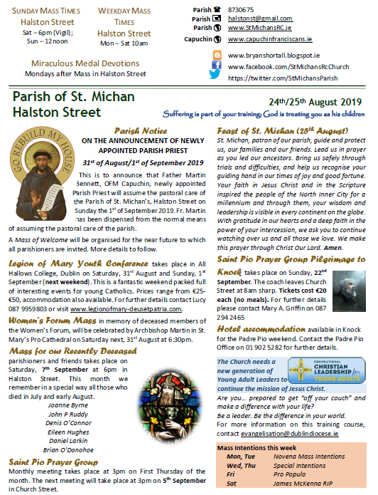 StMichansParish's tweet photo. Latest parish news available on https://t.co/GMdtSMrA2E https://t.co/SFY5Pvj1Rx