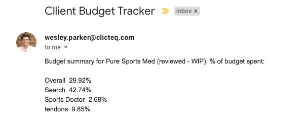 Ever had that dreaded feeling when you open Google to find that they have gone over budget? Fret no more!
Google released an advanced budgeting tracking script that alerts you when your close to budget.

Contact us for paid ad help: graywolfdigital.com/contact