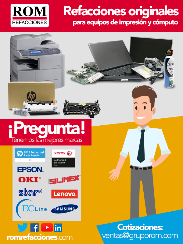 ROMRefacciones's tweet photo. 😎En #ROM contamos con refacciones originales para el mantenimiento de tus equipos de #impresión y #cómputo
😮Pregunta por tu refacción o cotiza al correo: ventas@gruporom.com
#HP #Xerox #Okidata #Epson #Samsung #Silimex #Lenovo #ECLine https://t.co/9k21iI3m6w