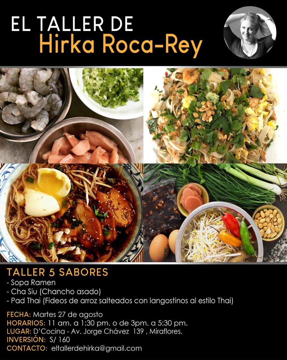 La capa <a href="/HirkaRocaRey/">Hirka Roca-Rey</a> está organizando unos talleres de cocina que están muy buenos. La próxima fecha es el martes 27.