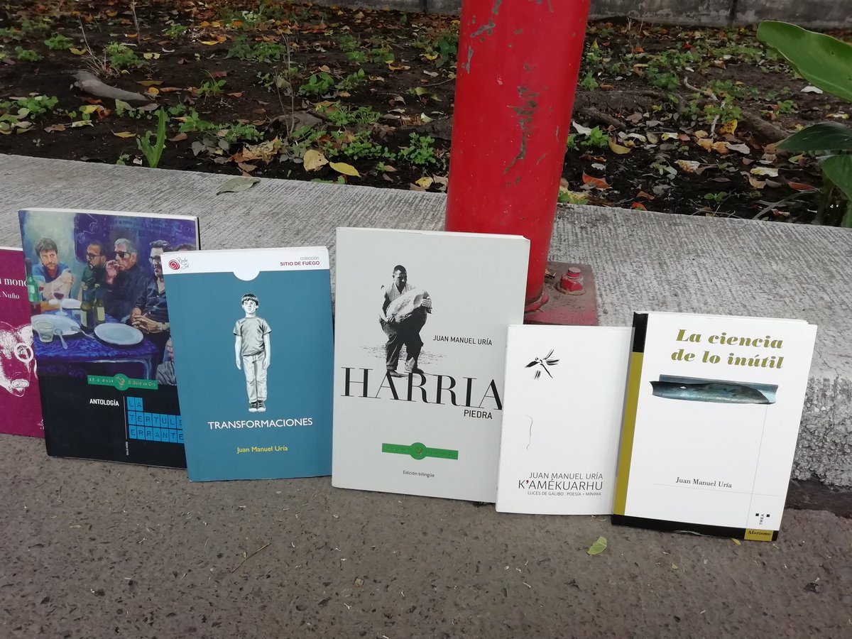 Noski_liburuden's tweet photo. Algunos de nuestros libros han venido con nosotros a México.
#juanmanueluria #siharanuño @latintadelsilencio @siltola @ediciones_el_gallo_de_oro #polibea #trea @elblogliliputiense @lazonambula @bailedelsol #lucesdegalibo https://t.co/rklrztFi9g