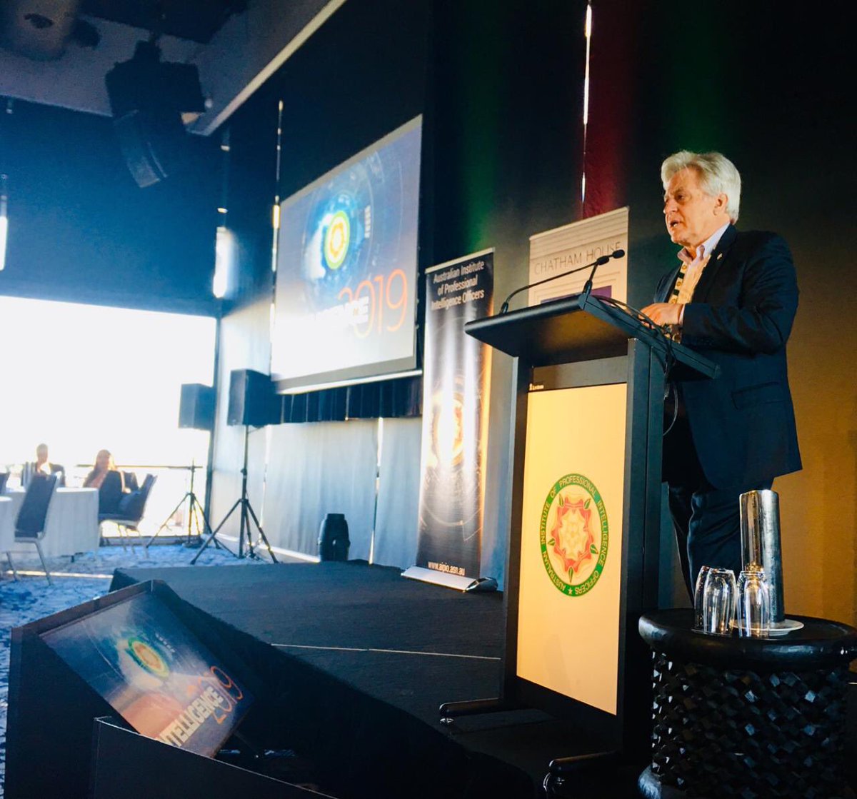 AIPIO's tweet photo. President @PhilKowalick opening #Intelligence2019 in Sydney, with an Opening Address by David Irvine https://t.co/ubVGw9ZxtS