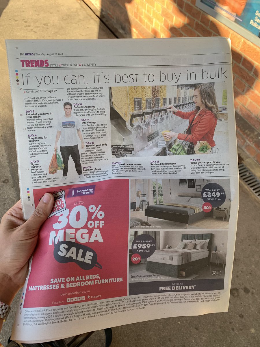 BeccaCMundy's tweet photo. Happy publication day to Max La Manna #MorePlantsLessWaste gets another supplement cover to celebrate today in @MetroUK @zerowastemax @YellowKiteBooks https://t.co/wQja3bgHpG